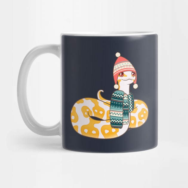 Albino Ball Python Christmas Edition by anacecilia